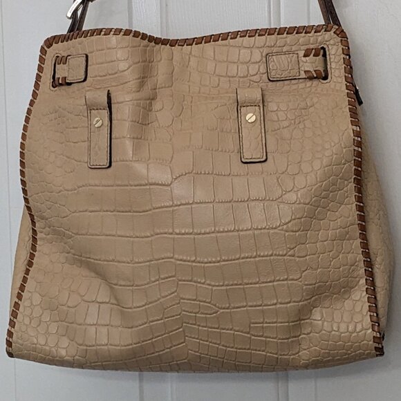 MICHAEL KORS Beige Croco Large Hamilton Whip-Stitch Chain Shoulder Bag  Satchel - Picture 4 of 15